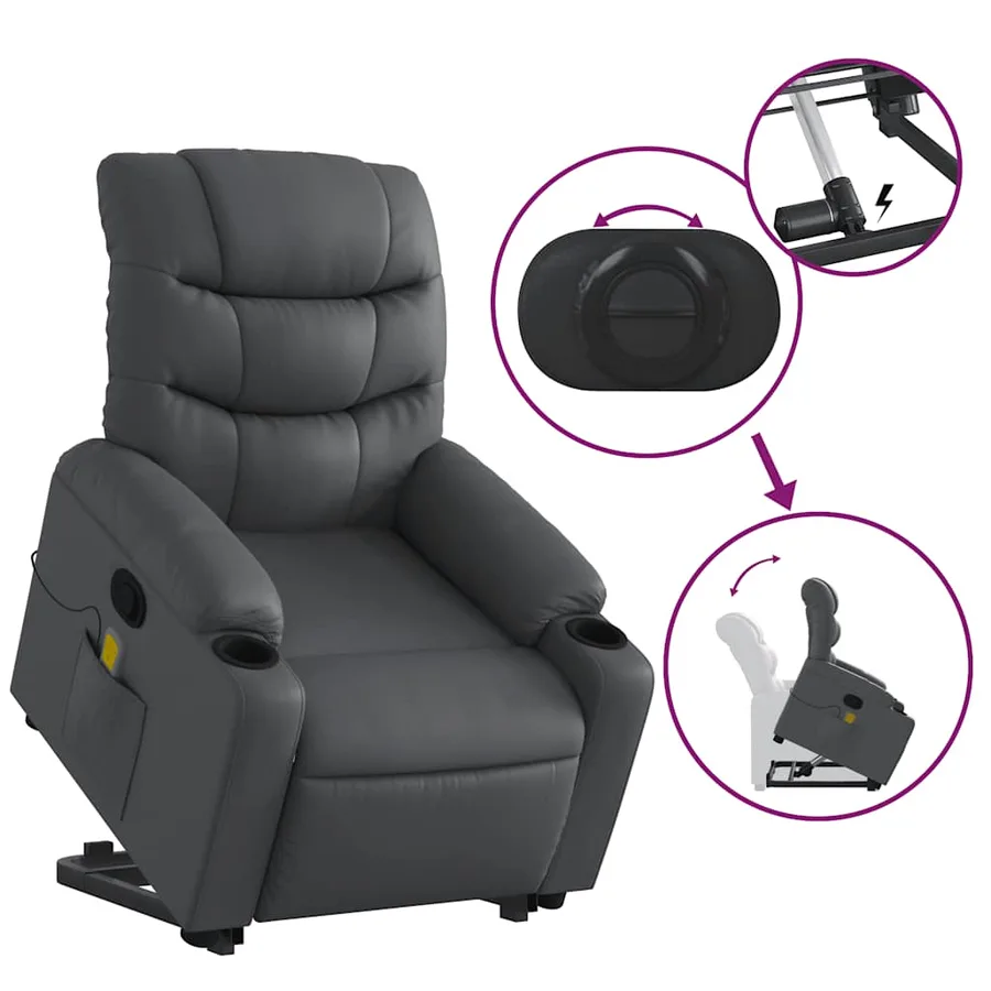 Fauteuil inclinable de massage Gris Similicuir - 6