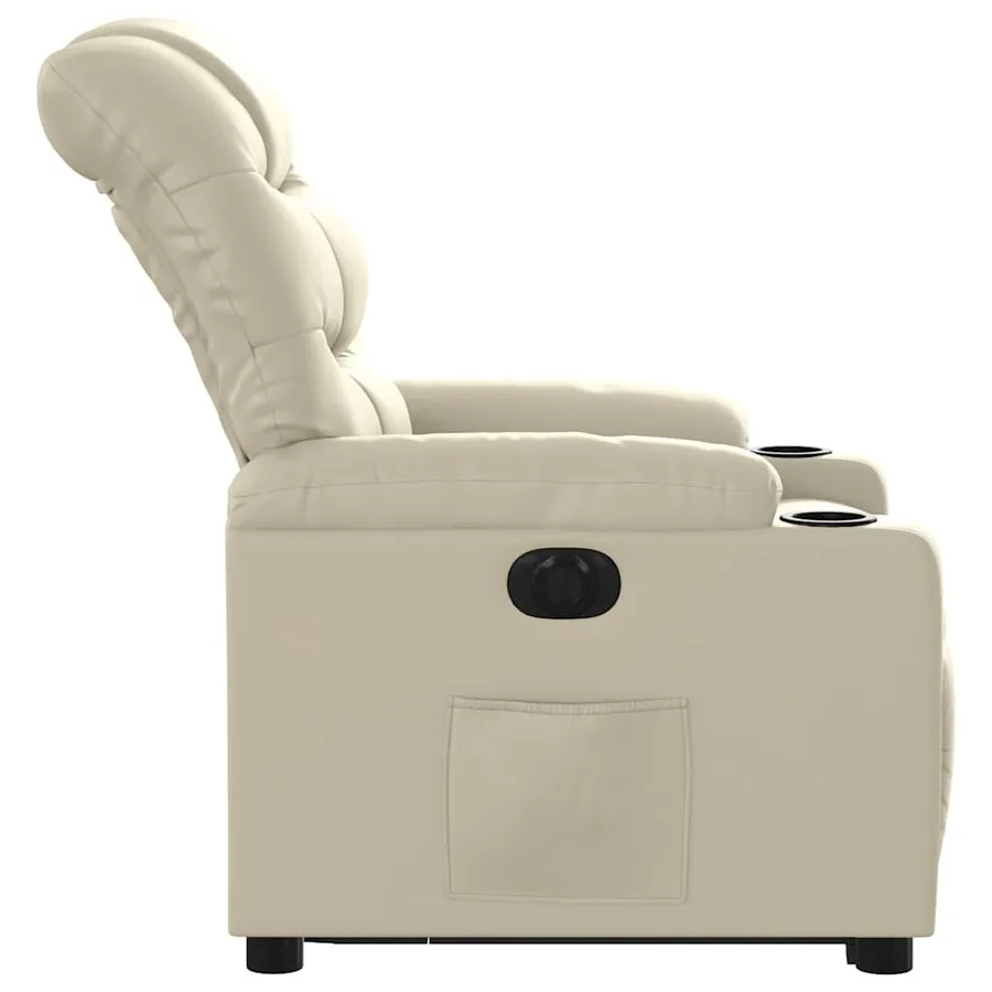 Fauteuil inclinable électrique crème similicuir - 10