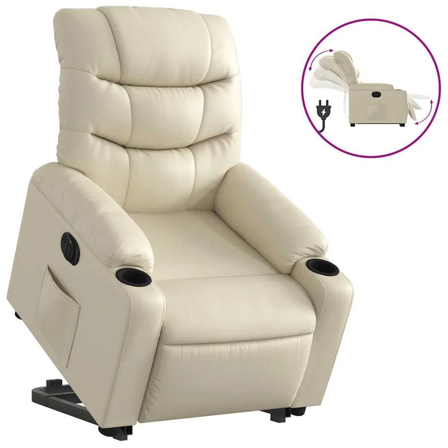 Fauteuil inclinable électrique crème similicuir - 2