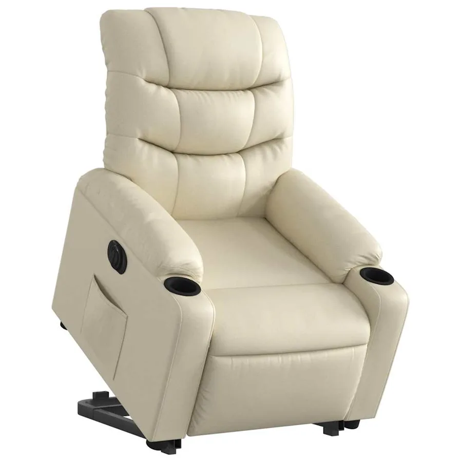 Fauteuil inclinable électrique crème similicuir - 3