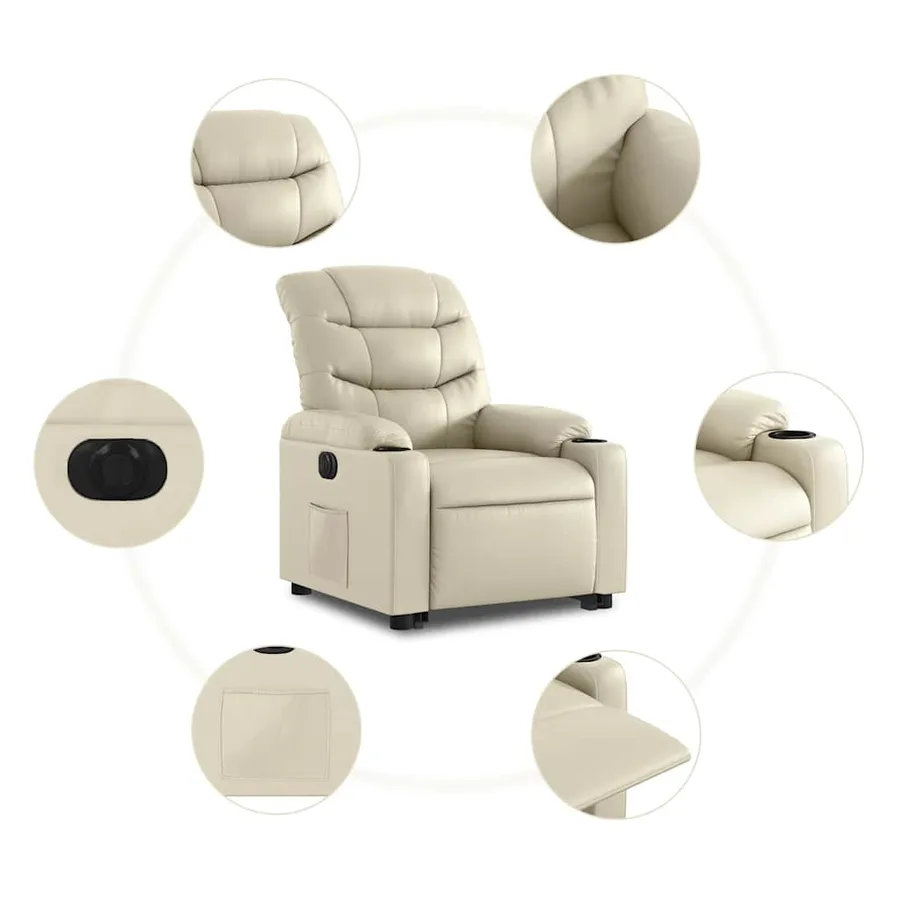 Fauteuil inclinable électrique crème similicuir - 8