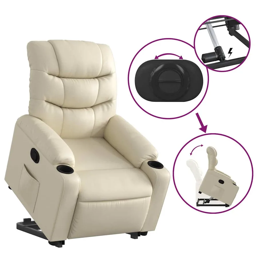 Fauteuil inclinable Crème Similicuir - 6