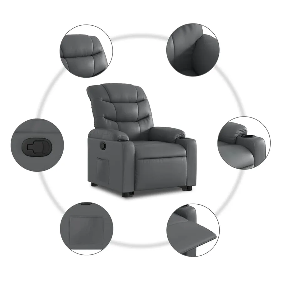 Fauteuil inclinable Gris Similicuir - 8