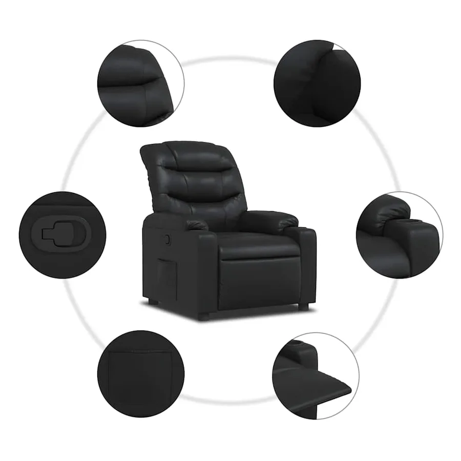 Fauteuil inclinable Noir Similicuir - 5