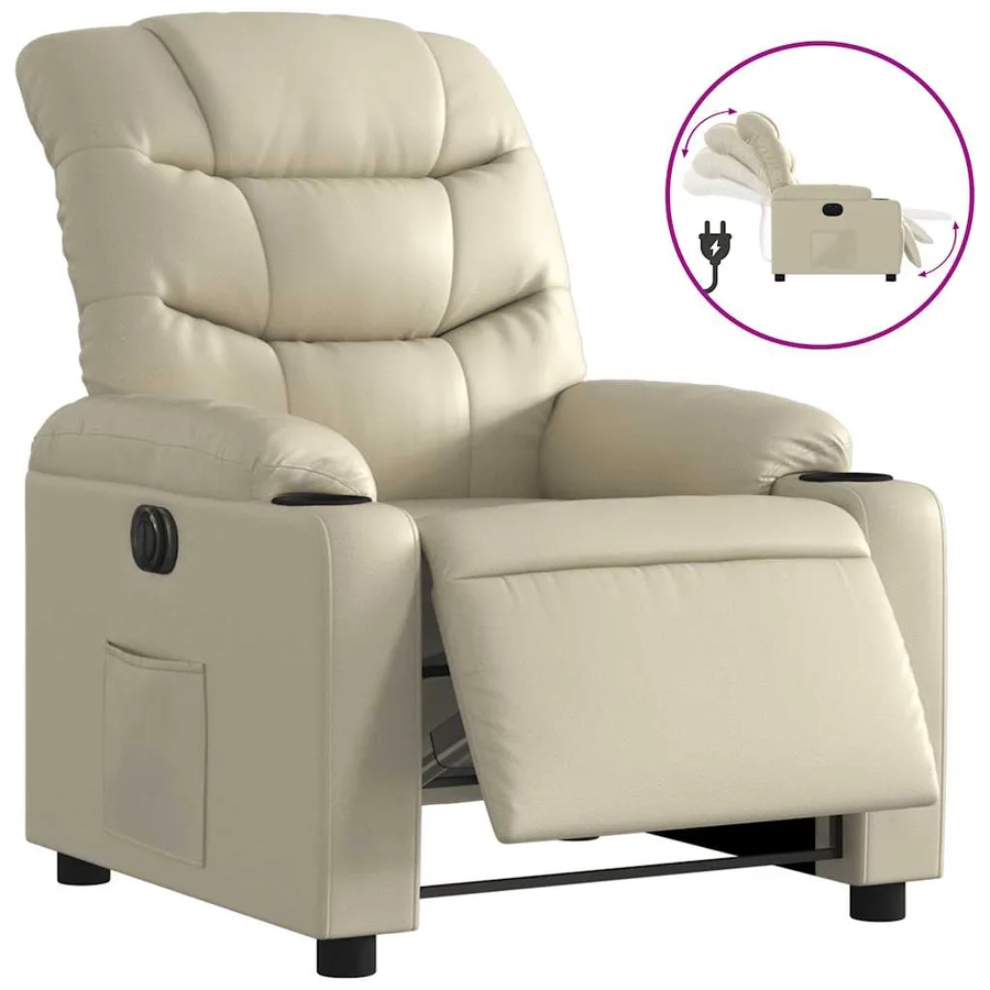 Fauteuil inclinable électrique Crème Similicuir - 2
