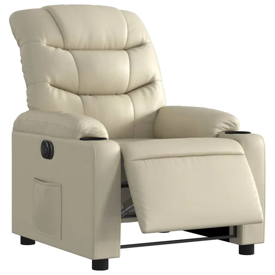 Fauteuil inclinable électrique Crème Similicuir - 3