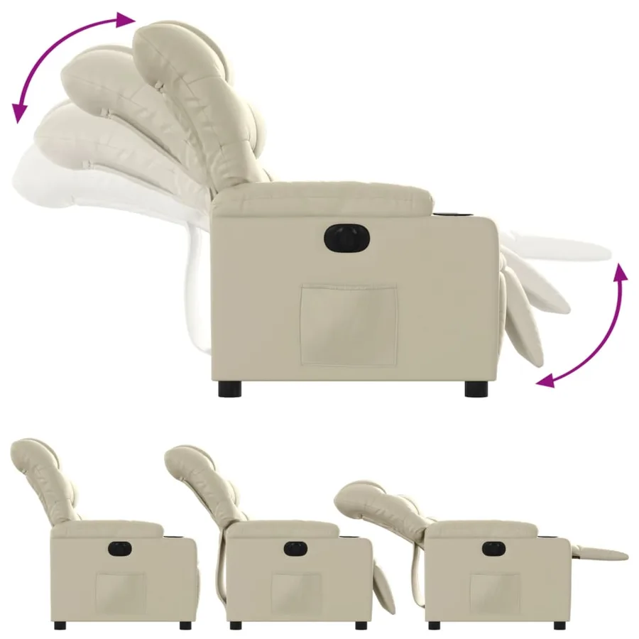 Fauteuil inclinable électrique Crème Similicuir - 7