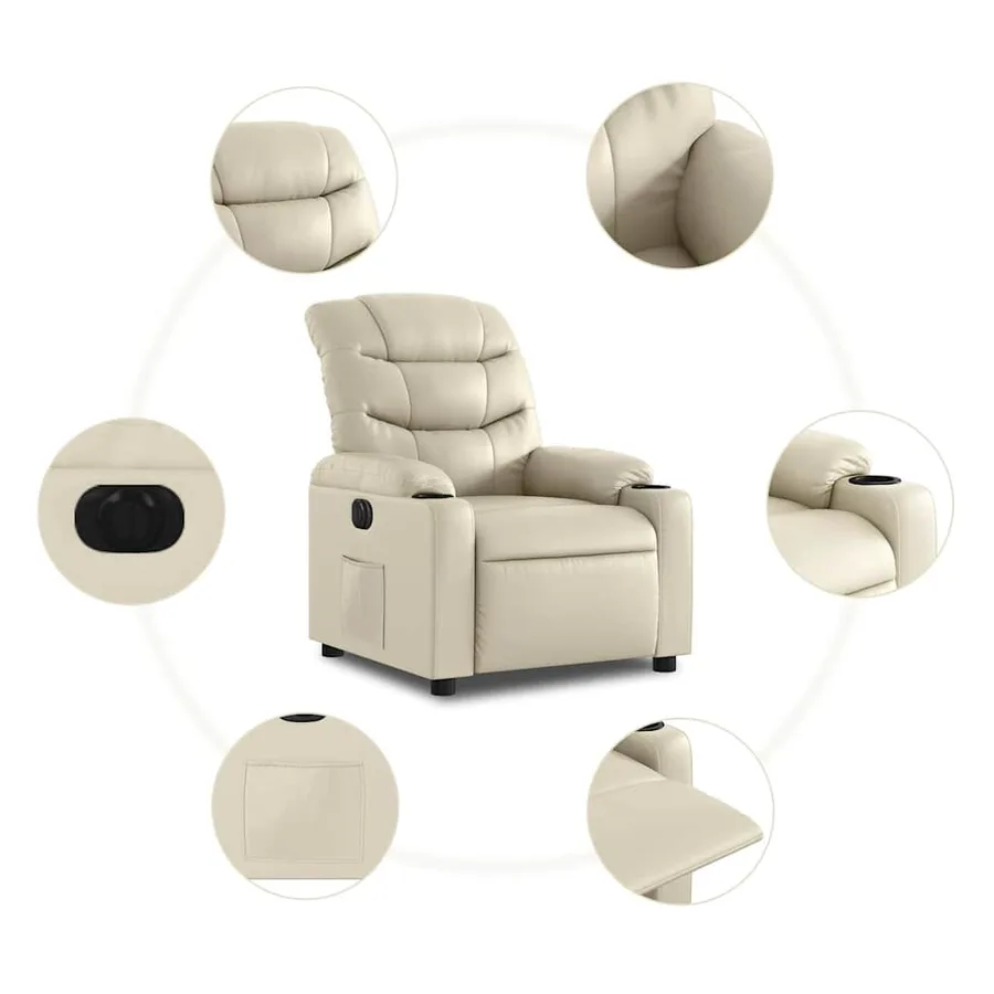 Fauteuil inclinable électrique Crème Similicuir - 8
