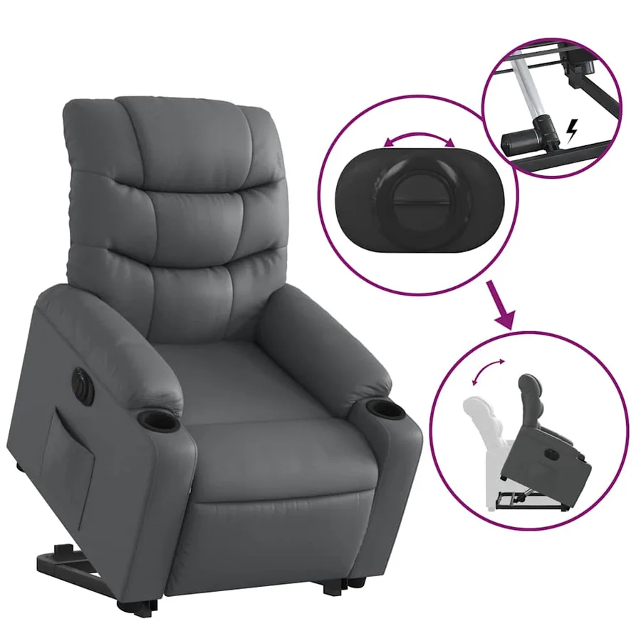 Fauteuil inclinable électrique gris similicuir - 11
