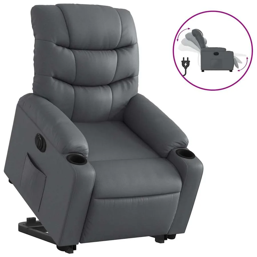 Fauteuil inclinable électrique gris similicuir - 2