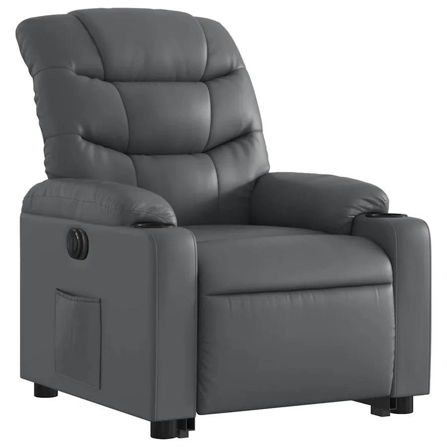 Fauteuil inclinable électrique gris similicuir - 5