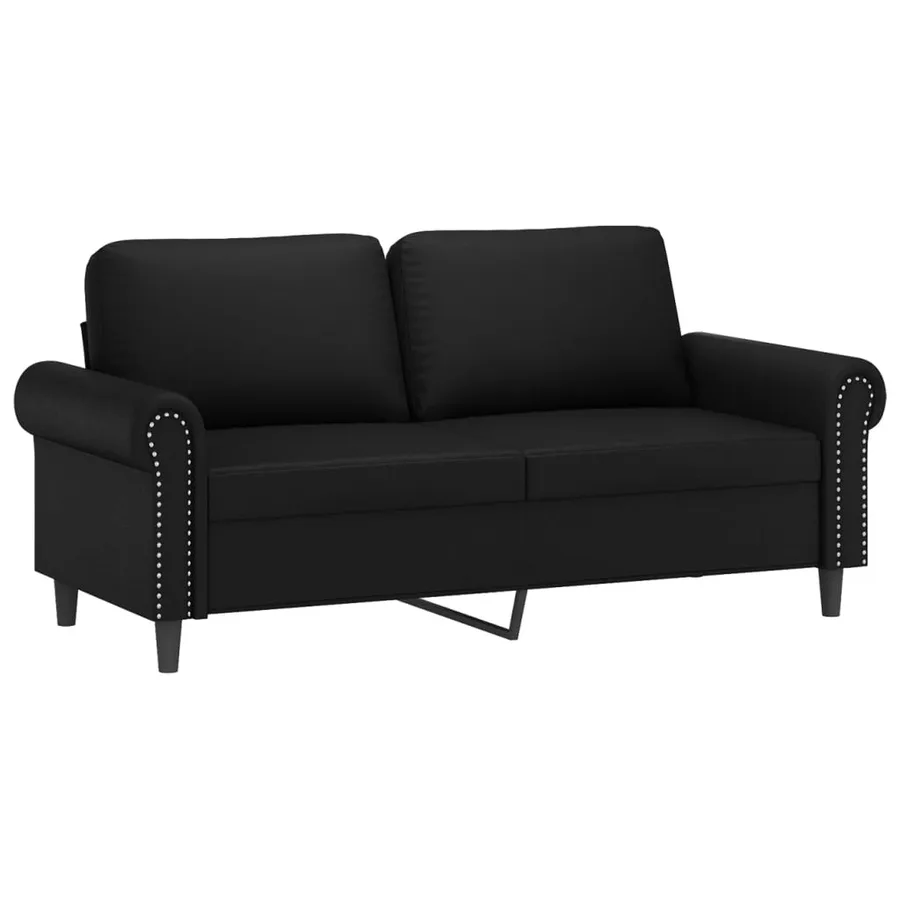 Ensemble de canapés 2 pcs avec coussins noir similicuir - 4