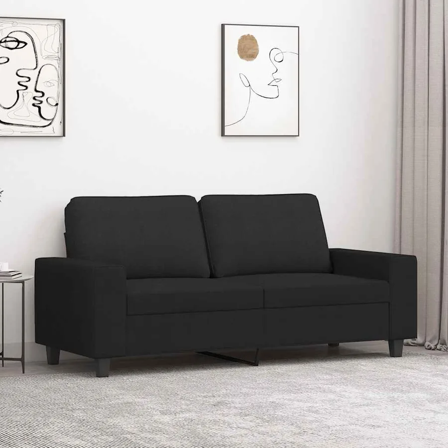 Canapé à 2 places Noir 140 cm Tissu