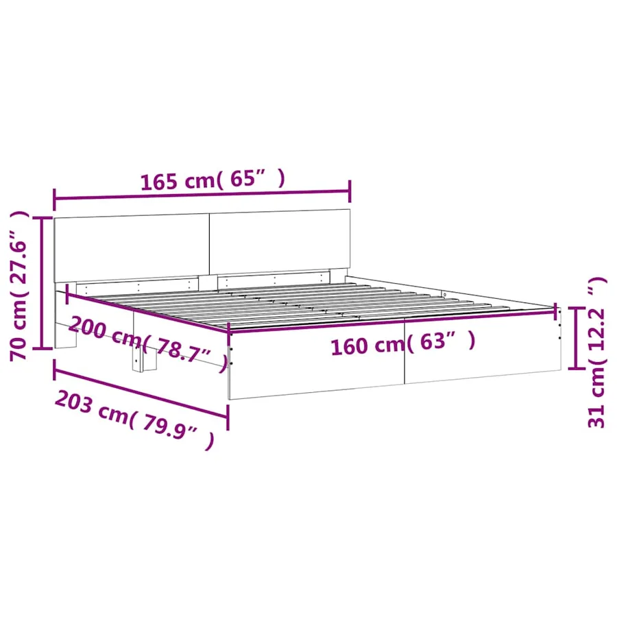 Cadre de lit sans matelas noir 160x200 cm - 10