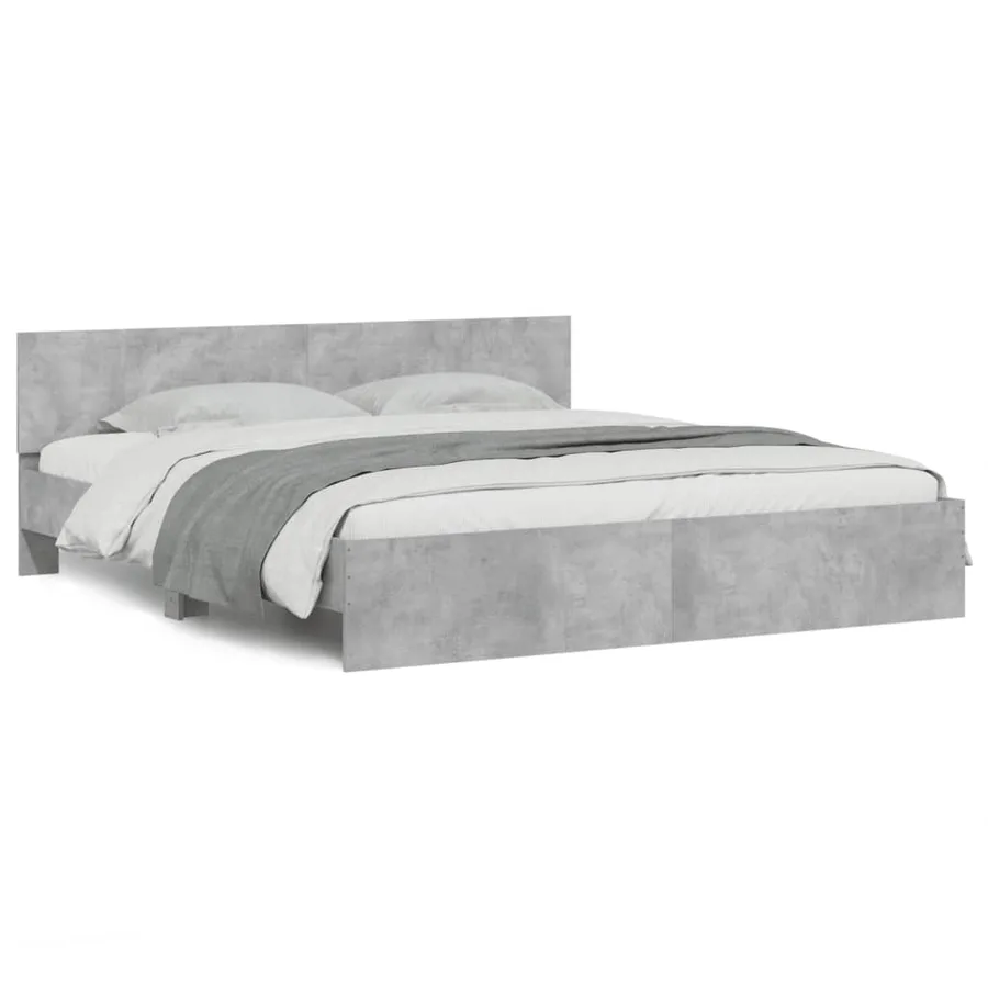Cadre de lit sans matelas gris béton 160x200 cm - 2
