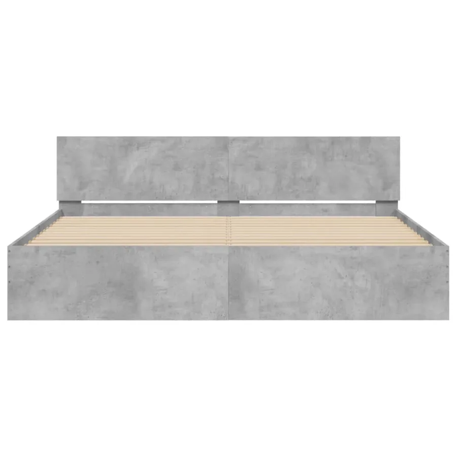 Cadre de lit sans matelas gris béton 160x200 cm - 5
