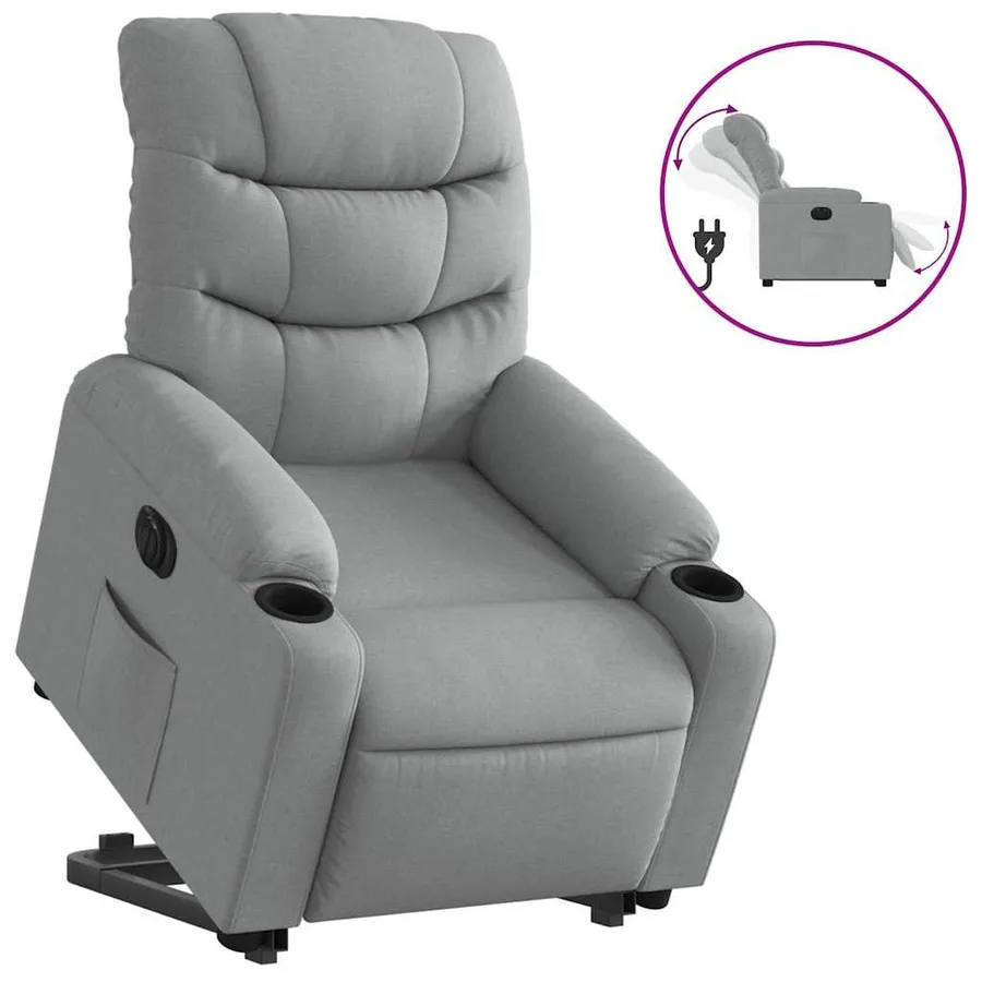Fauteuil inclinable électrique gris clair tissu - 2