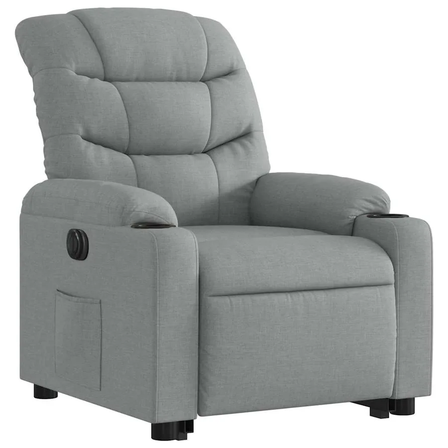 Fauteuil inclinable électrique gris clair tissu - 4