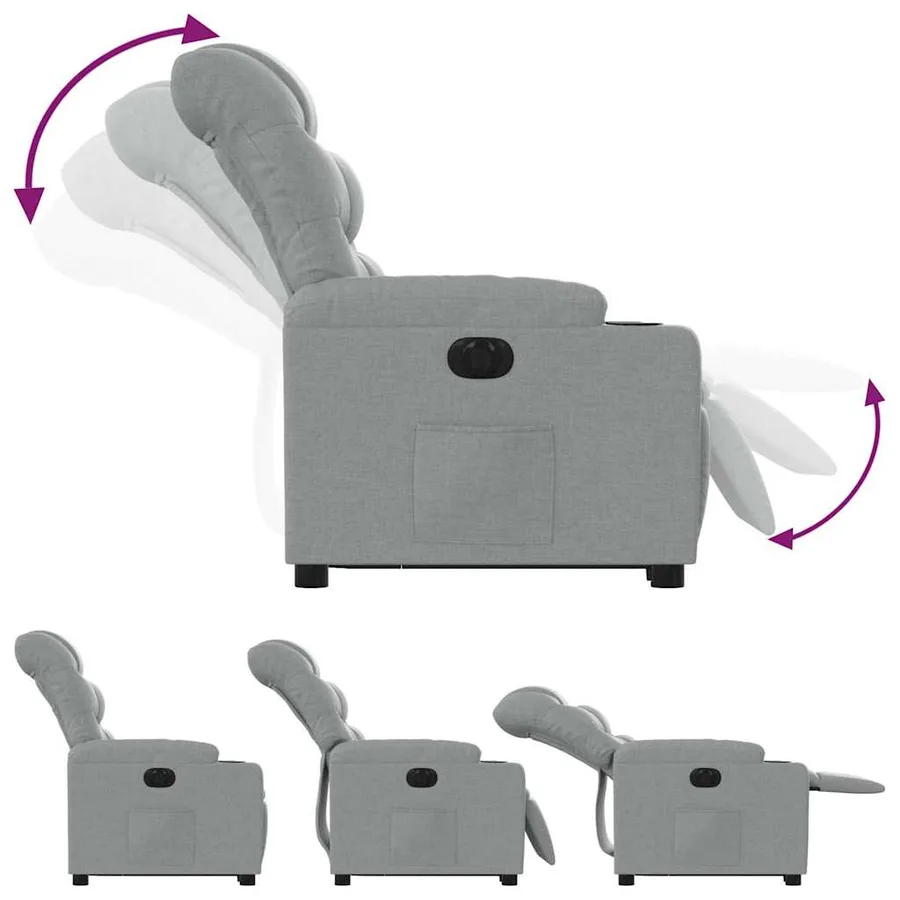 Fauteuil inclinable électrique gris clair tissu - 7