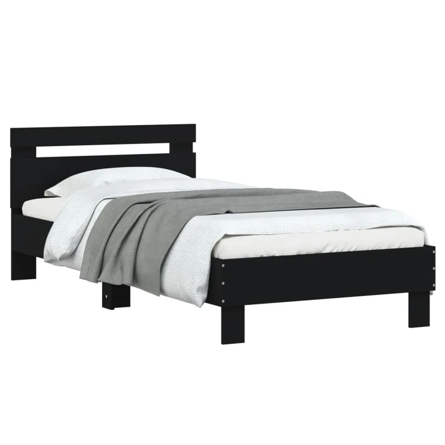 Cadre de lit sans matelas avec tête de lit noir 90x200 cm - 4