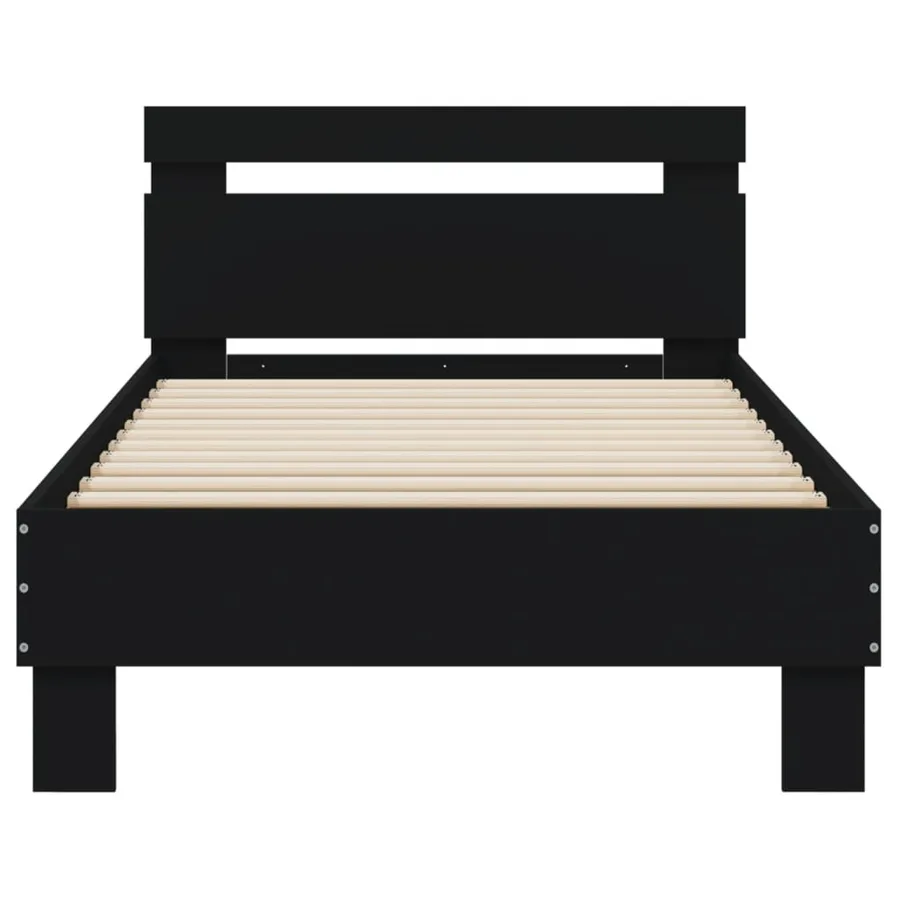 Cadre de lit sans matelas avec tête de lit noir 90x200 cm - 5