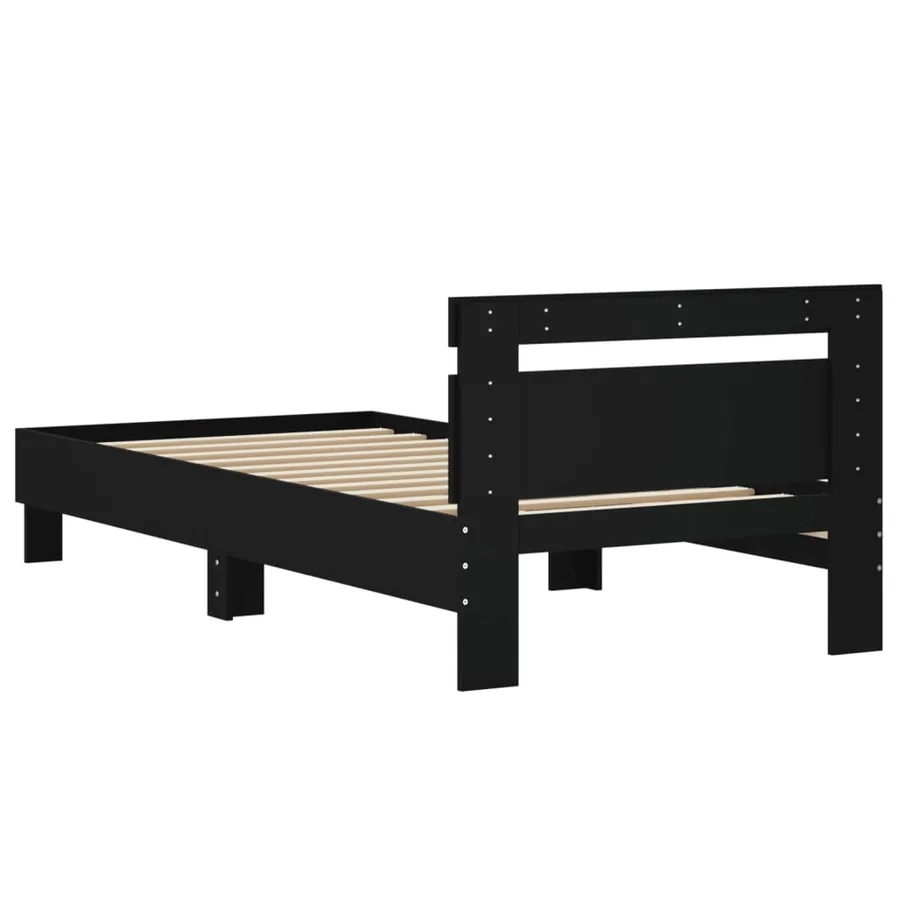 Cadre de lit sans matelas avec tête de lit noir 90x200 cm - 7