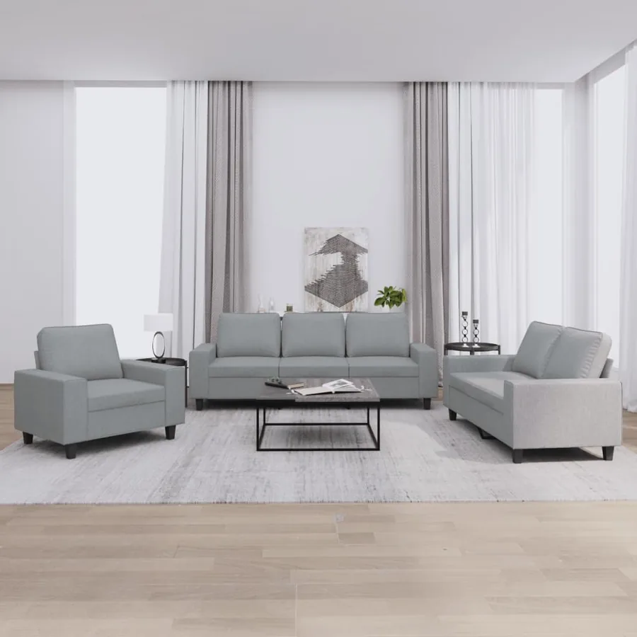 Ensemble de canapés 3 pcs gris clair tissu