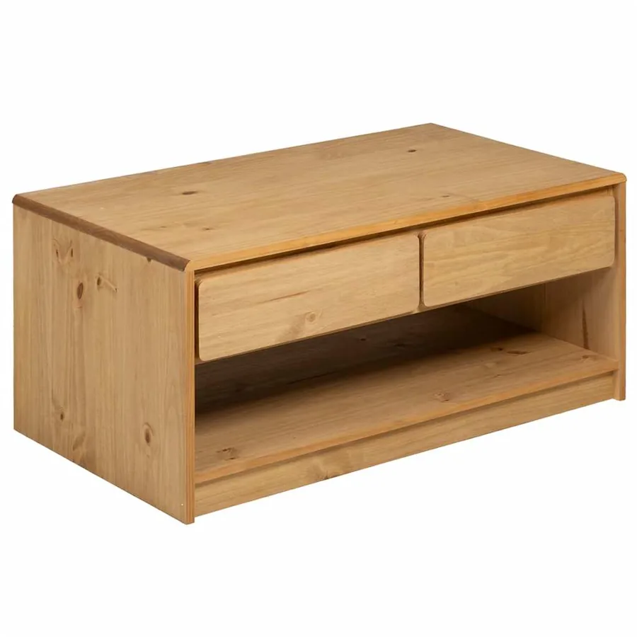 Table basse SAUDA chêne 99x55x45 cm bois de pin massif - 2