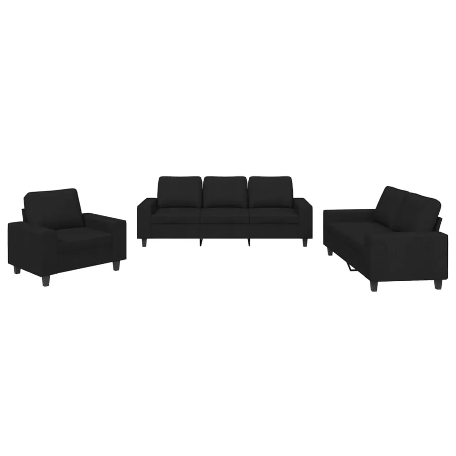 Ensemble de canapés 3 pcs noir tissu - 2