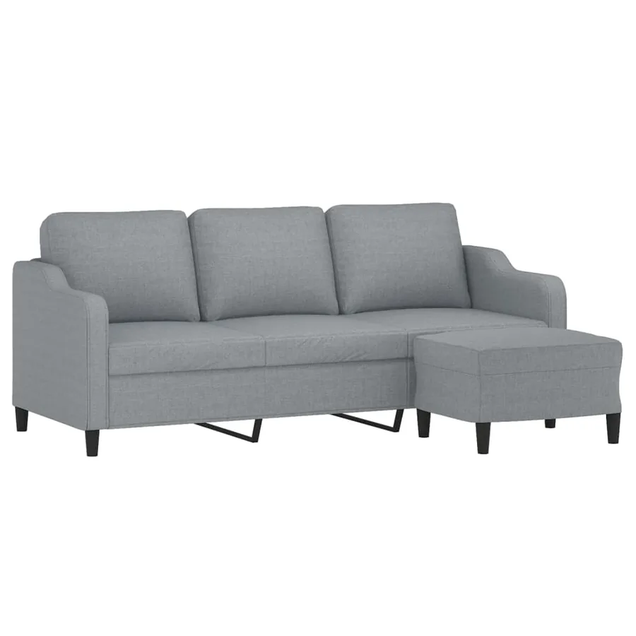 Canapé à 3 places avec repose-pieds Gris clair 180 cm Tissu - 3