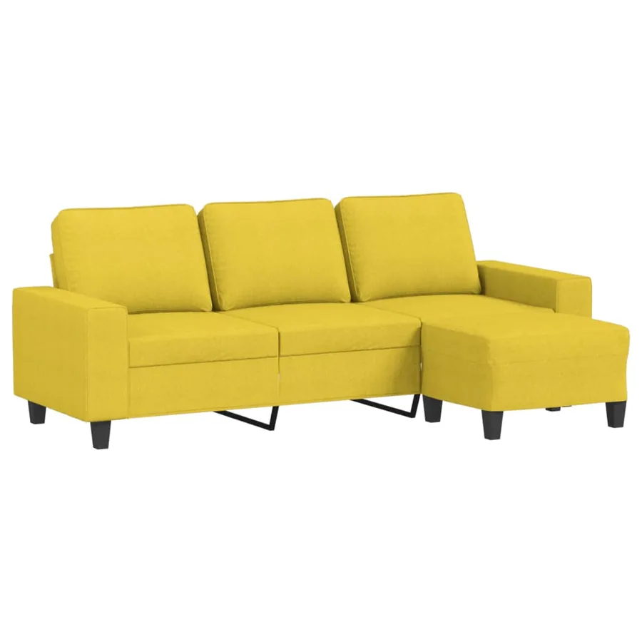Canapé à 3 places avec repose-pieds Jaune clair 180 cm Tissu - 2