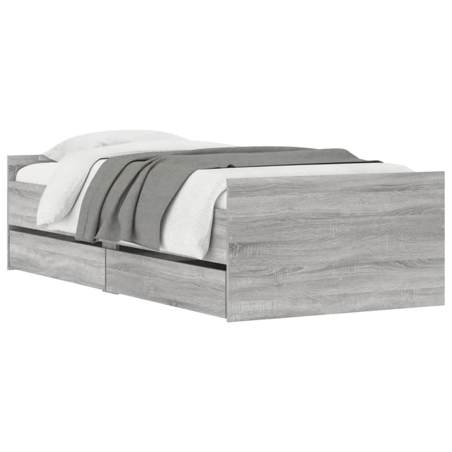 Cadre de lit avec tiroirs sans matelas sonoma gris 100x200 cm - 3