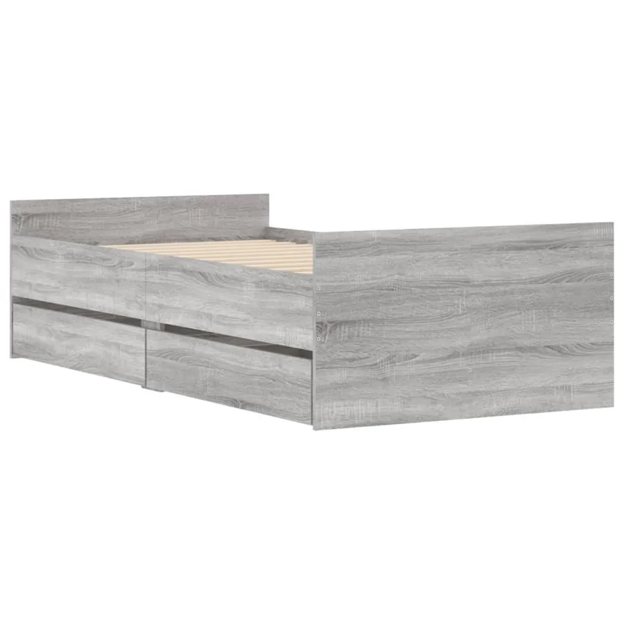 Cadre de lit avec tiroirs sans matelas sonoma gris 100x200 cm - 4