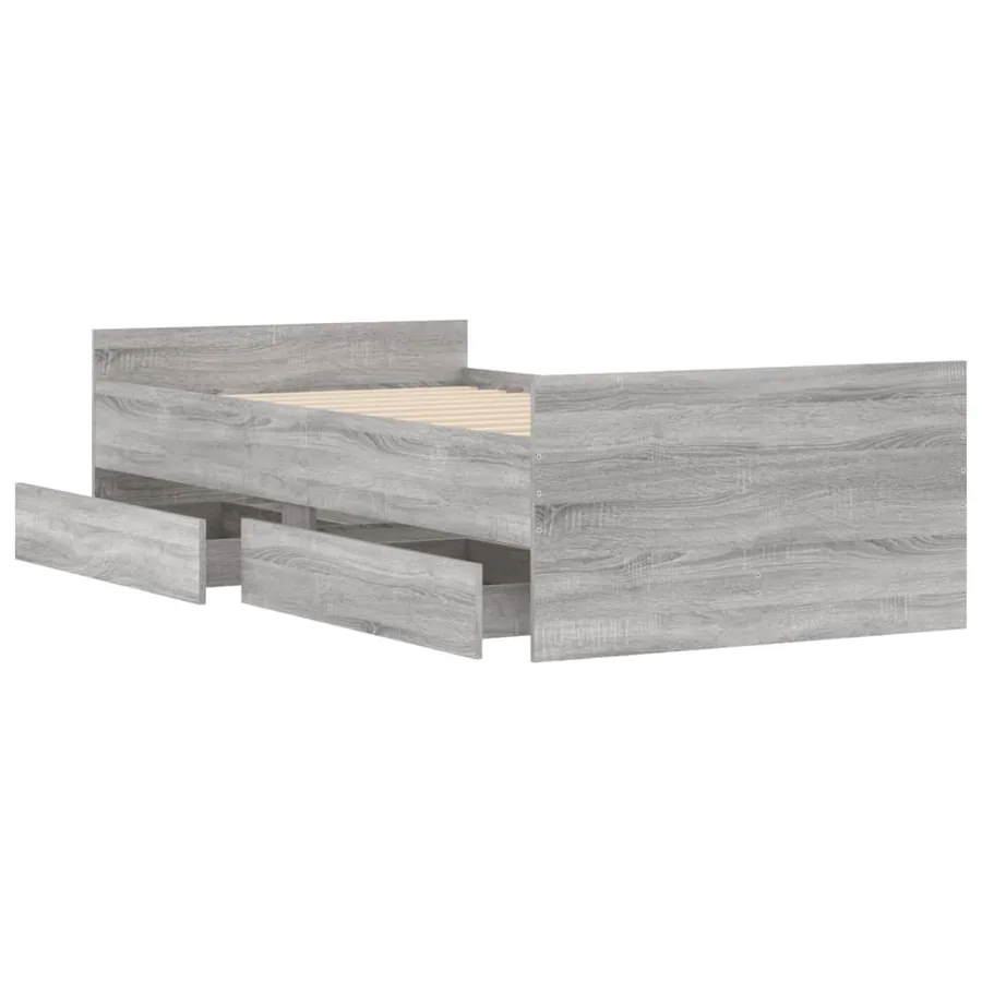 Cadre de lit avec tiroirs sans matelas sonoma gris 100x200 cm - 5