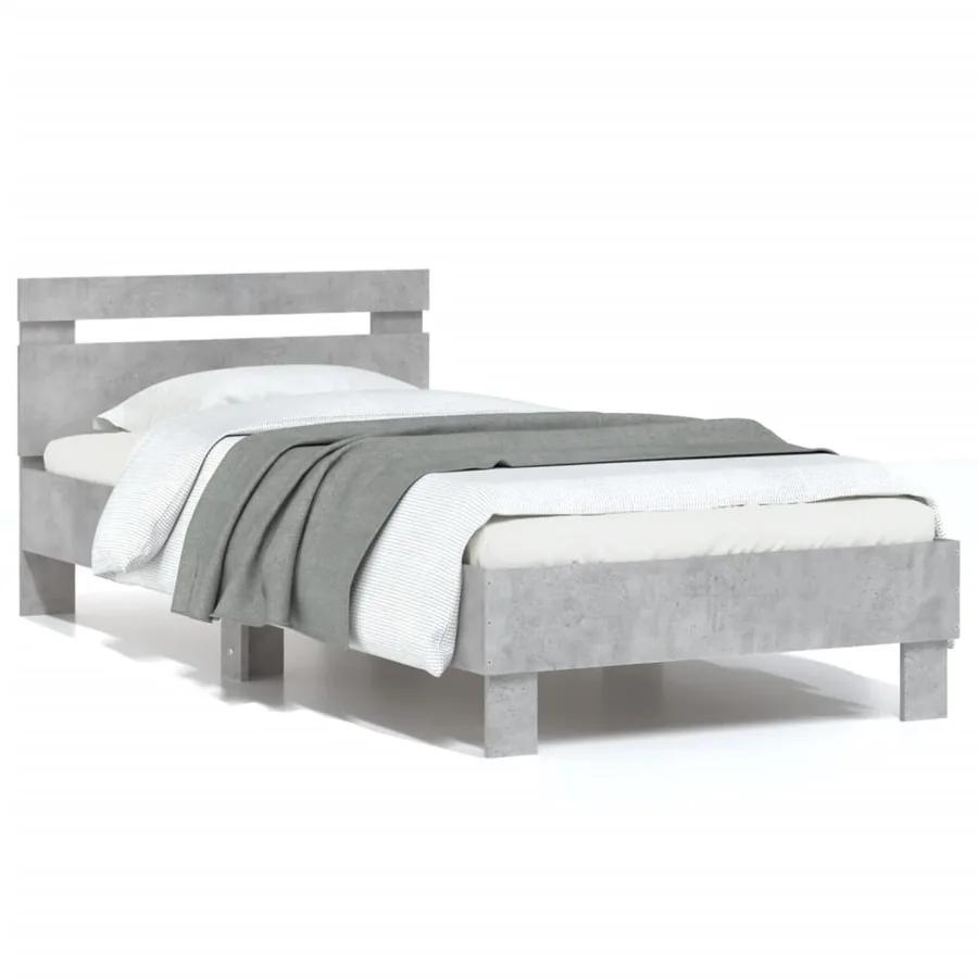 Cadre de lit sans matelas avec tête de lit gris béton 90x200 cm - 2