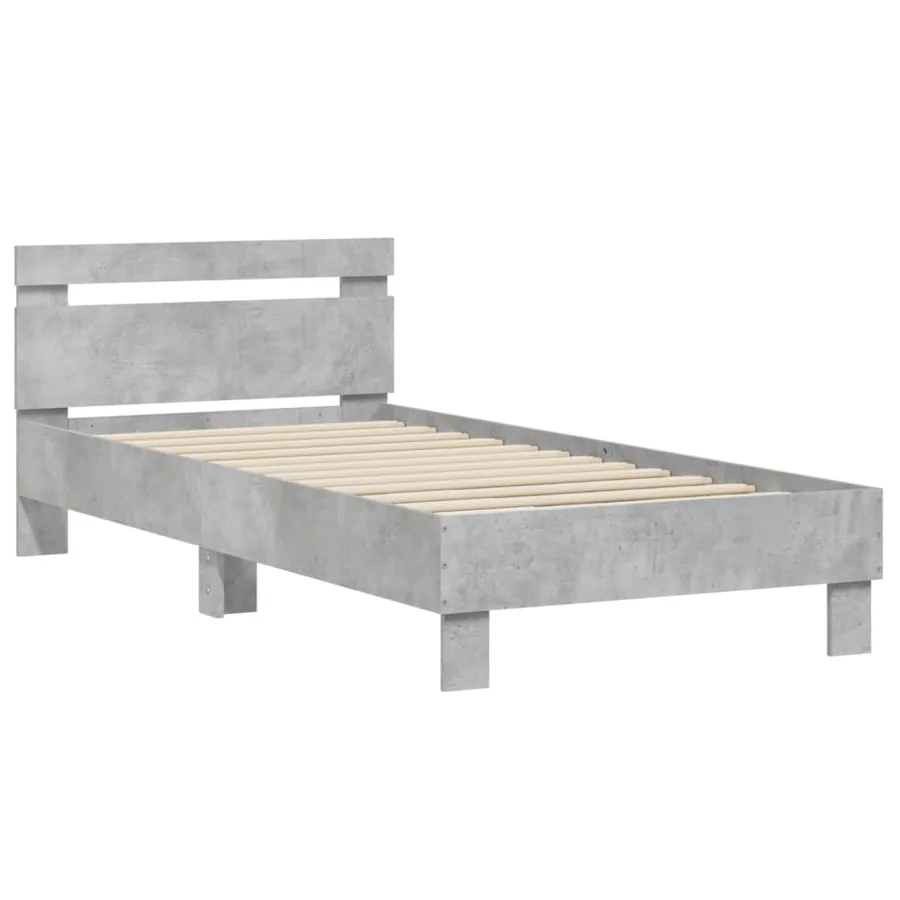 Cadre de lit sans matelas avec tête de lit gris béton 90x200 cm - 3