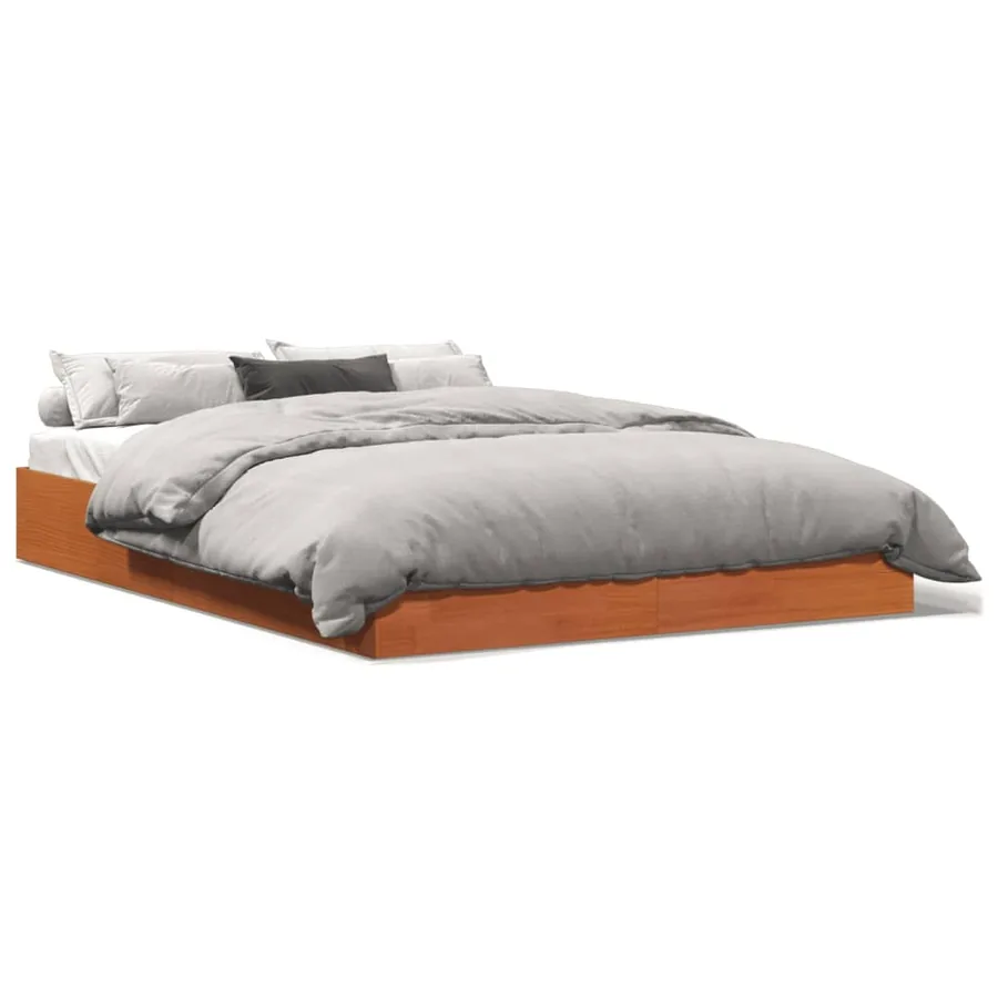 Cadre de lit sans matelas cire marron 120x200cm bois pin massif - 2