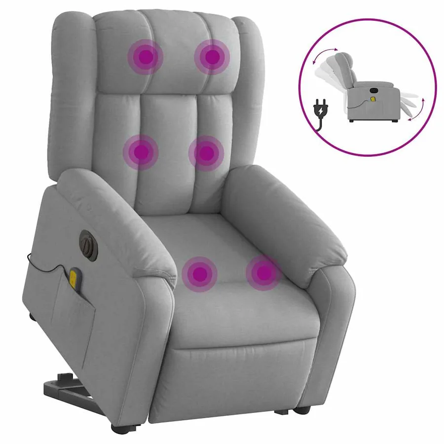 Fauteuil inclinable de massage électrique Gris clair Tissu - 2
