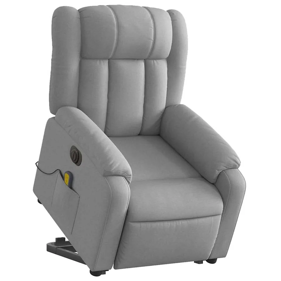 Fauteuil inclinable de massage électrique Gris clair Tissu - 3
