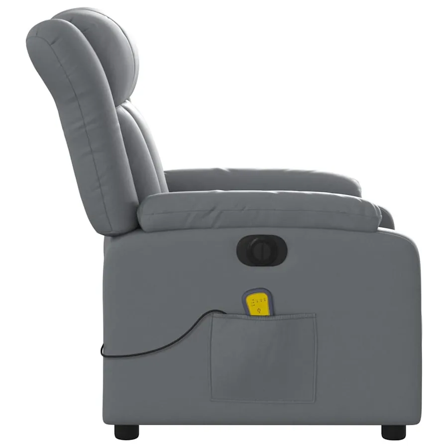 Fauteuil de massage inclinable électrique gris similicuir - 10