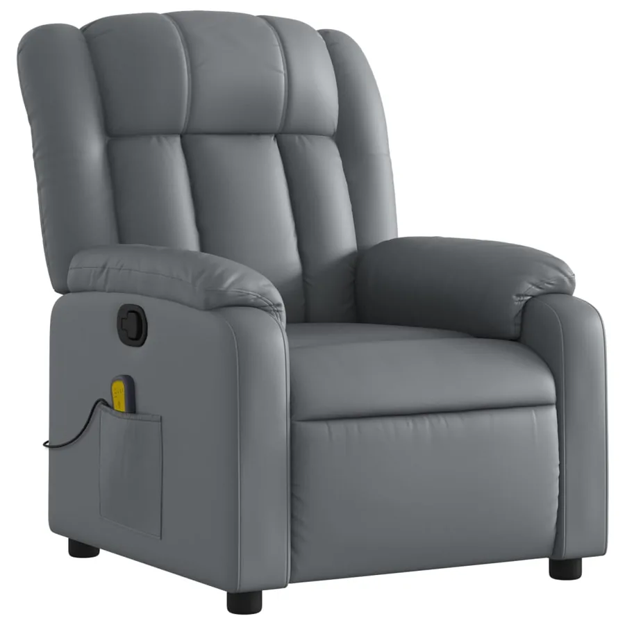 Fauteuil de massage inclinable gris similicuir - 3