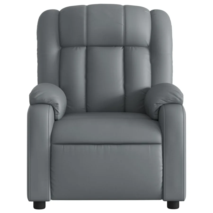 Fauteuil de massage inclinable gris similicuir - 7