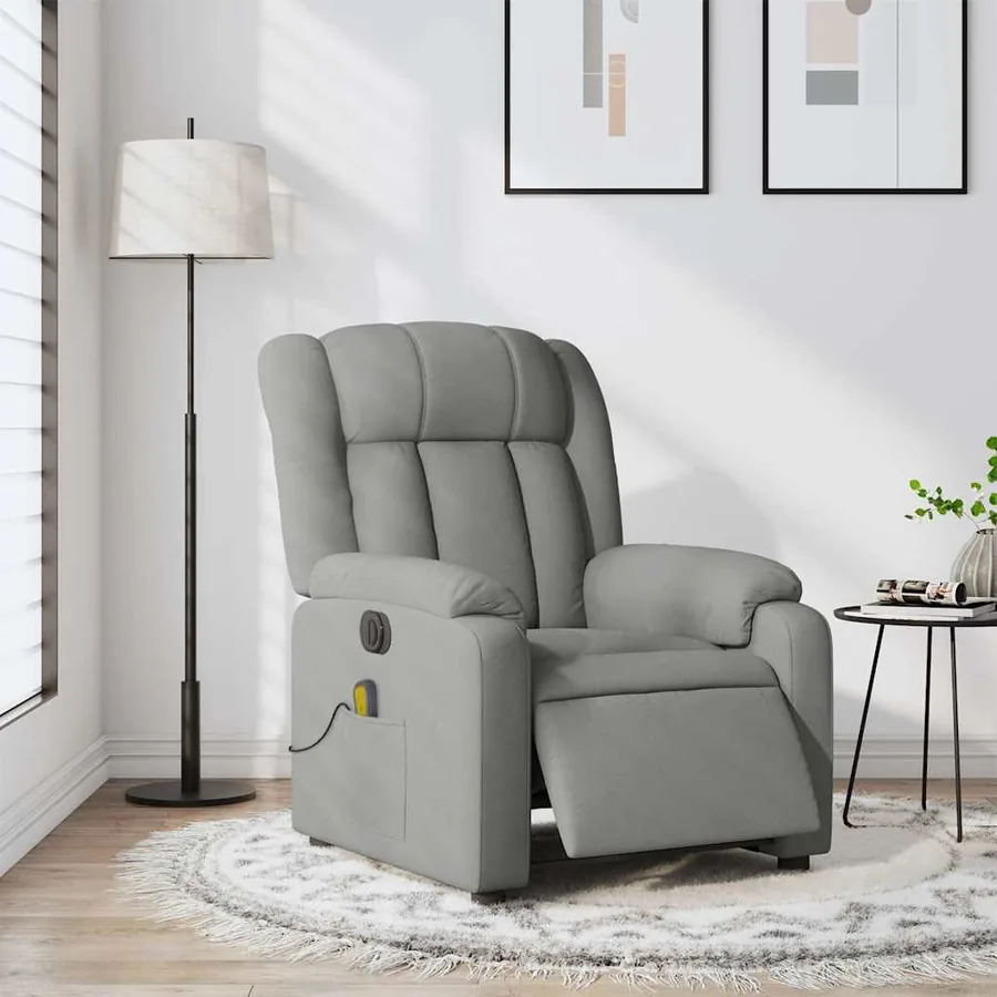 Fauteuil de massage inclinable électrique gris clair tissu - 16