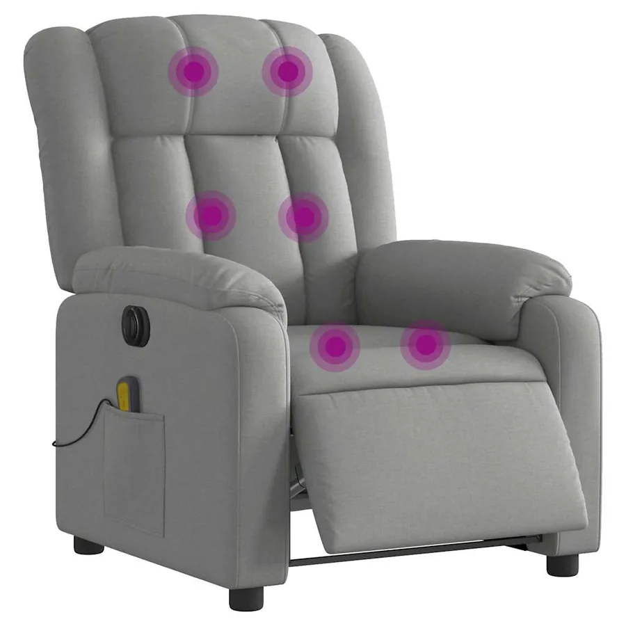 Fauteuil de massage inclinable électrique gris clair tissu - 3