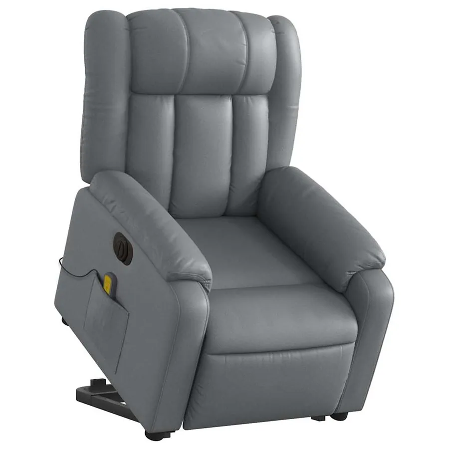 Fauteuil inclinable de massage électrique gris similicuir - 3