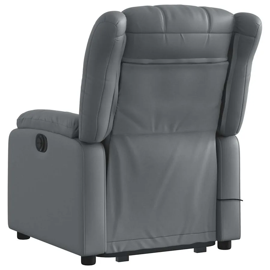 Fauteuil inclinable de massage électrique gris similicuir - 5
