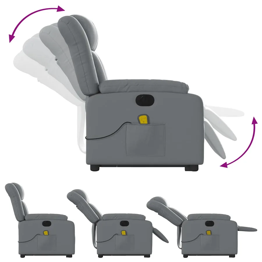 Fauteuil inclinable de massage électrique gris similicuir - 7