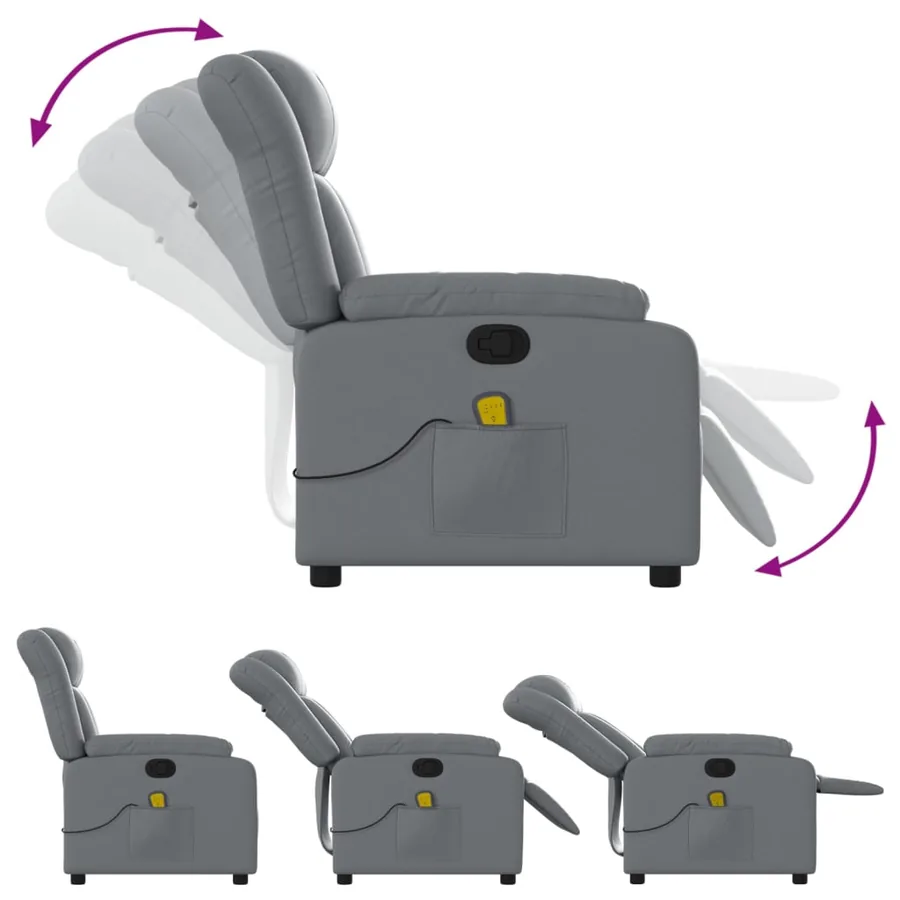 Fauteuil de massage inclinable gris similicuir - 5