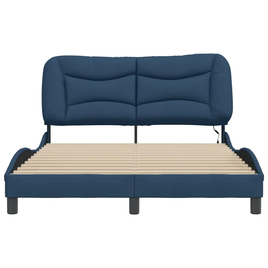 Cadre de lit avec LED sans matelas Hvar bleu 140x200 cm tissu - 6