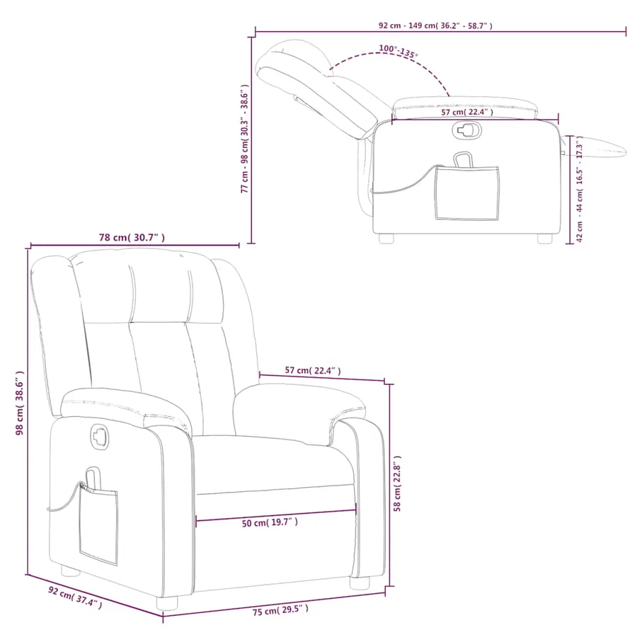 Fauteuil inclinable de massage Crème Similicuir - 13